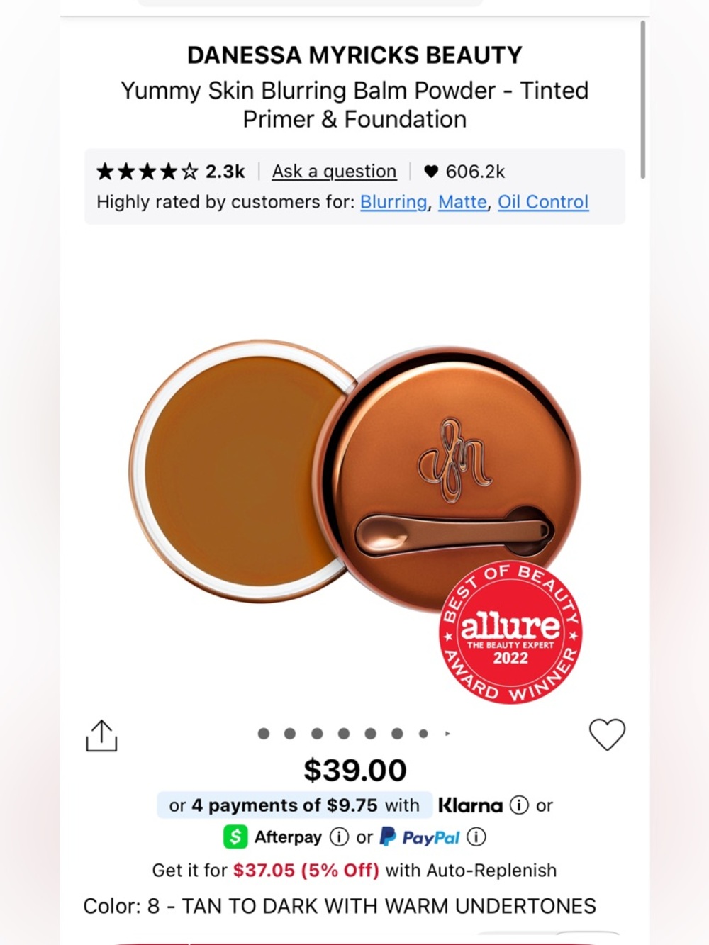 Danessa Myricks Beauty Yummy Skin Blurring Balm Powder - shade 8